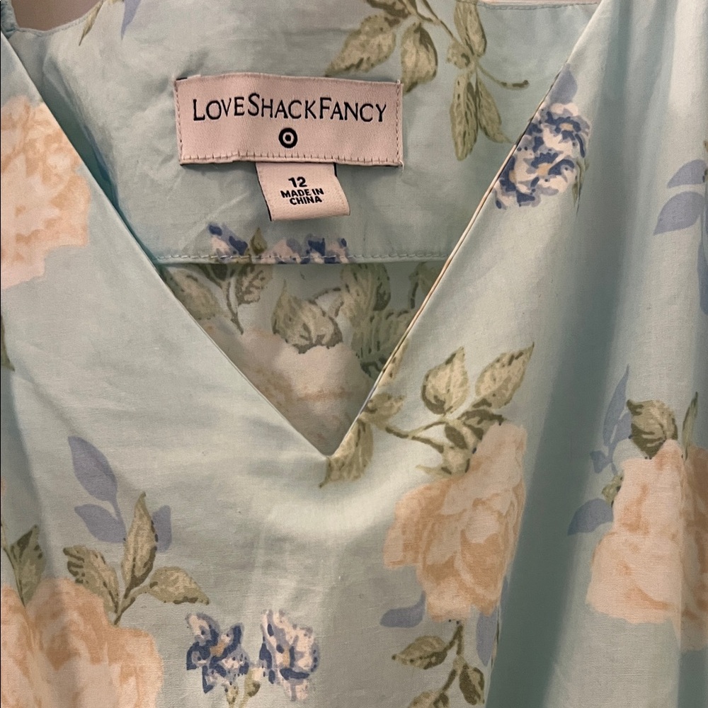 LoveShackFancy for Target Pastel Blue & Yellow Floral long dress